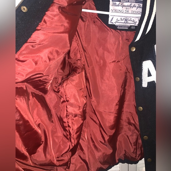 Akoo Brand Marauder Jet Black Wool Leather Letterman Jacket XL - Picture 7 of 11